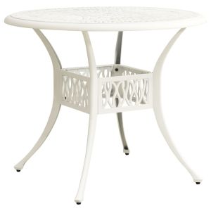 vidaXL mesa de jardín aluminio fundido blanco 90x90x74 cm
