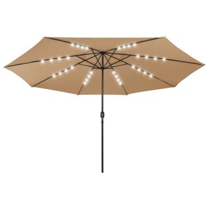 Sombrilla de jardín con luces LED gris taupe 400 cm efe9242
