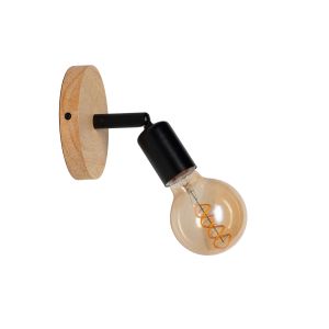 Aplique de pared de madera con casquillo E27, estilo vintage y rústico