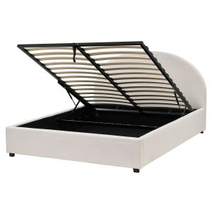 Cama con almacenaje vaucluse tela beige claro 160 x 200 cm