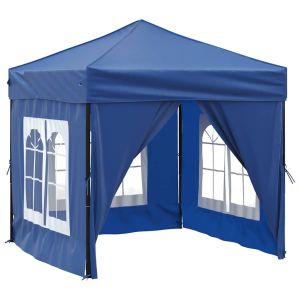 vidaXL carpa para fiestas plegable con paredes laterales azul 2x2 m