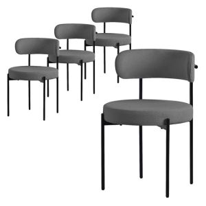 Set 4x sillas de comedor gris de terciopelo ergonómico moderno