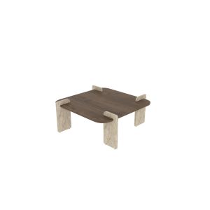 Mesa de centro de madera <<afrolli>> - 90 x 90 x 35 cm - marrón