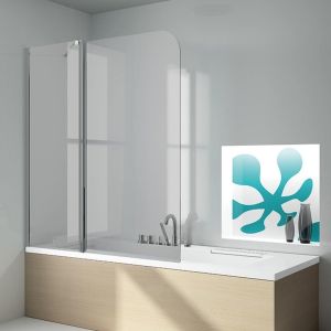 Mampara de bañera fija + puerta abatible rita  120 x 150 cm