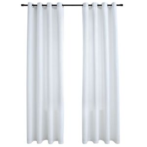 vidaXL cortinas opacas anillas de metal 2 pzas blanco crudo 140x245 cm