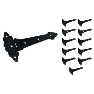 Mpascual - bisagras negras tipo t | forja | 120x65mm - pack 12 unidades