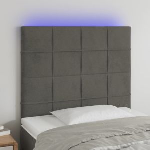 Cabecero con luces LED terciopelo gris oscuro 100x5x118/128 cm eso8635