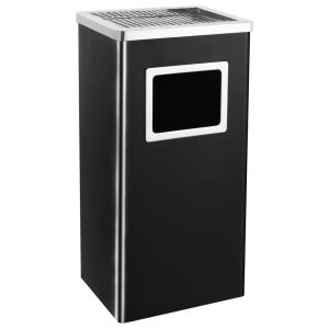 vidaXL papelera con cenicero de acero negro 45 l