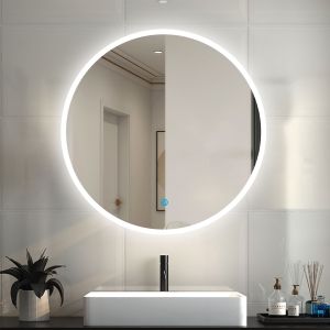 Aica espejo redondo de baño LED 70cm,antivaho ,brillo ajustable