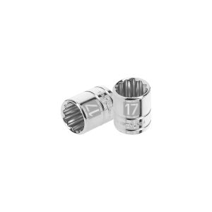 Llave vaso bihexagonal, cuadro 3/8" - 17 mm
