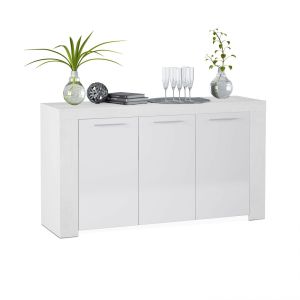 Aparador de 3 puertas con gran almacenamiento 144 cm dara blanco artik