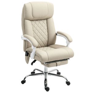 Silla oficina masaje 66x70x120 cm lino sintético color beige Homcom