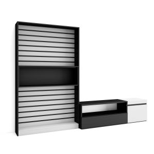 Muebles de salón para tv, 260x35x186cm, blanco y negro rf2541