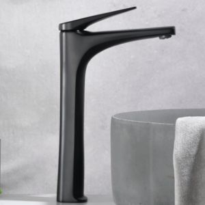 Imex - grifo monomando lavabo caño alto negro serie delos