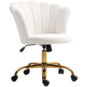 Silla de oficina terciopelo (100% poliéster) blanco 69x64x90 cm
