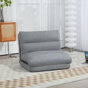 Sillón plegable gris de poliéster con respaldo ajustable y cama 1 plaza