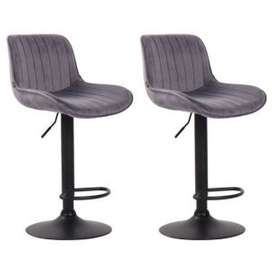 Taburetes de bar elegantes - terciopelo gris - 2u