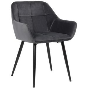 Silla de comedor acolchada - terciopelo gris - 1 ud.