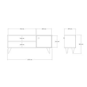 Mueble para la tele de madera <<jena>> - 120 x 29 x 50 cm - pino del atlánt