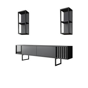 Mueble para la tele de madera <<chrome line>> - 180 x 30 x 48 cm - negro an
