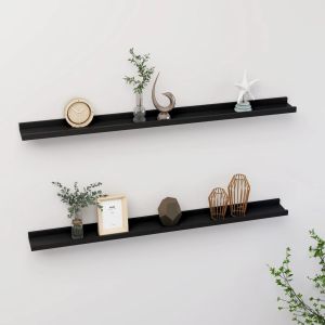 Estantes de pared 2 unidades negro 100x9x3 cm