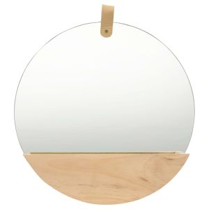 vidaXL espejo de pared de madera maciza de pino 35 cm