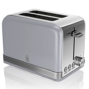 Retro tostadora pan ranura ancha 2 rebanadas, swan st19010grneu gris 800w