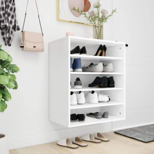 Mueble zapatero de madera contrachapada blanco 60x35x70 cm