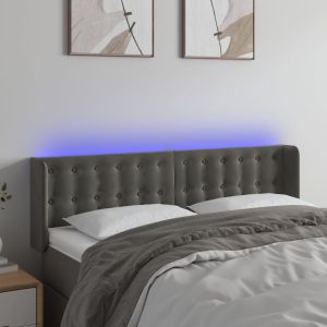 Cabecero con LED de terciopelo gris oscuro 147x16x78/88 cm eso4085