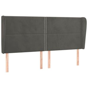 vidaXL cabecero con orejas de terciopelo gris oscuro 163x23x118/128 cm