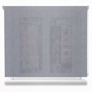 Estor enrollable translúcido poliéster liso color acero 150x200cm.