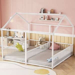 Cama metálico 90x200cm con barandilla blanco