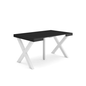 Mesa consola extensible, 140x90x73cm, negro, patas madera maciza rf2723