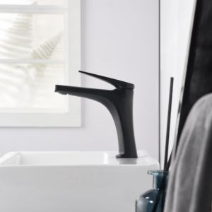 Imex - grifo monomando lavabo caño bajo negro serie delos
