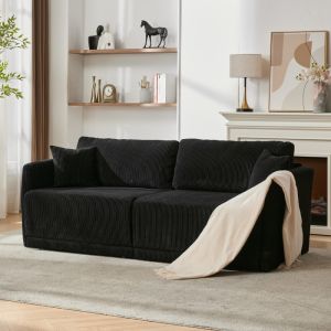 Sofá cama convertible terciopelo negro 2 plazas diseño minimalista
