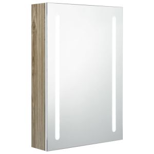 vidaXL armario de baño con espejo y LED blanco y roble 50x13x70 cm