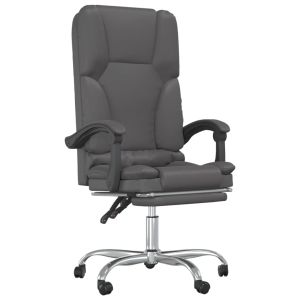 vidaXL silla de oficina reclinable masaje cuero sintético gris