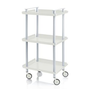 Carrito auxiliar leky, armazón gris, 3 estantes. Práctico y decorativo