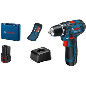 Bosch professional taladro atornillador gsr 12v-15 + 10 accesorios + 2 bate