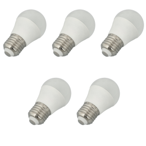 Pack x5 bombillas LED mini g45, casquillo E27, 7w, blanco cálido 3000k