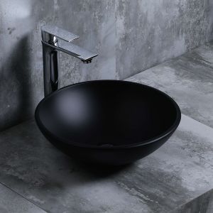 Lavabo de sobreponer bol cristal 38x14x38 cm negro