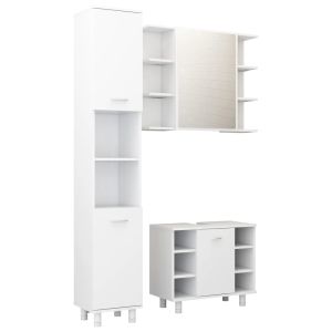 vidaXL juego de muebles de baño 3 pzas madera de ingeniería blanco