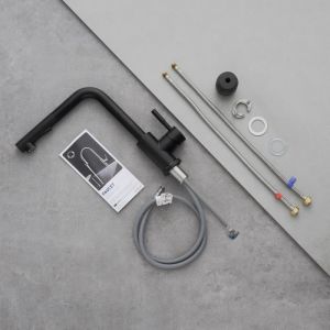 Grifo mezclador de cocina - cecipa® - negro - acero inoxidable - 2 modos de
