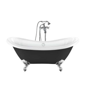 Bañera con patas darlington negra  175 cm patas águila cromadas