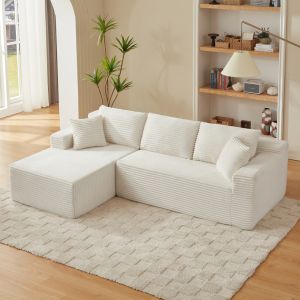 Sofá modular en l blanco 3 plazas con chaise longue