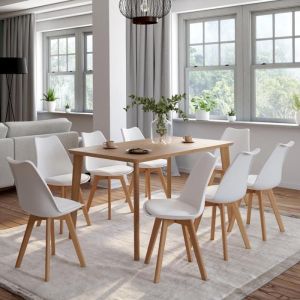 Idmarket lote de 8 sillas de comedor sara escandinavas blancas