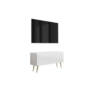 Mueble tv ranurado - blanco mate - 100x32x52 cm