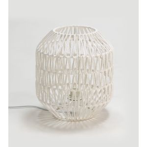 Lámpara de mesa cuerda blanca y metal negro E27 32 cm