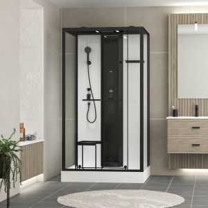 Cabina ducha 115x90x218 cm - hammam - jets - LED - bluetooth