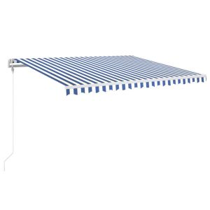 vidaXL toldo automático LED sensor de viento azul y blanco 400x350 cm